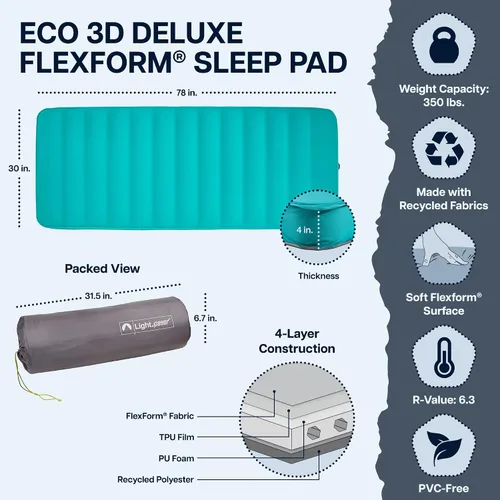 Vista 7 de Lightspeed Outdoors ECO 3D Deluxe Flexform - Colchoneta para dormir, Parasailing