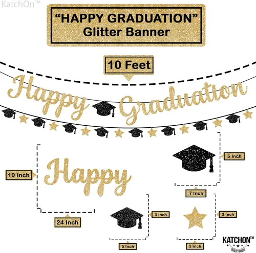 Vista 5 de Cartel de feliz graduación con purpurina – No DIY, pre-encordado Cartel de feliz graduación para decoraciones de fiesta de graduación 2026