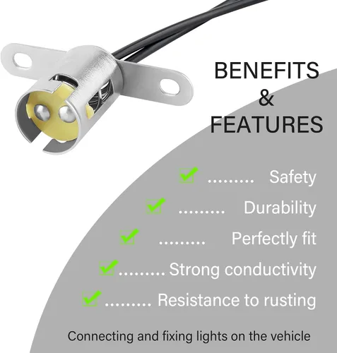 Vista 6 de IHOTDER BA15D - 2 enchufes para bombilla de automóvil, adaptador de enchufe de bombilla de coche con 2 conectores de cable, soporte multiusos