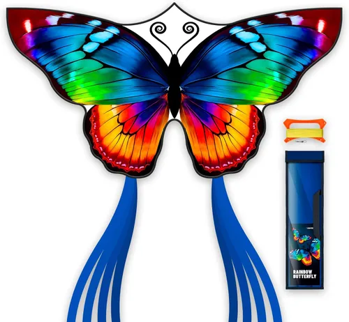 Vista 8 de SGftre Cometa de mariposa para niños y niñas, fácil de volar, juguete perfecto para niños y adultos, ideal para diversión en la playa y actividades