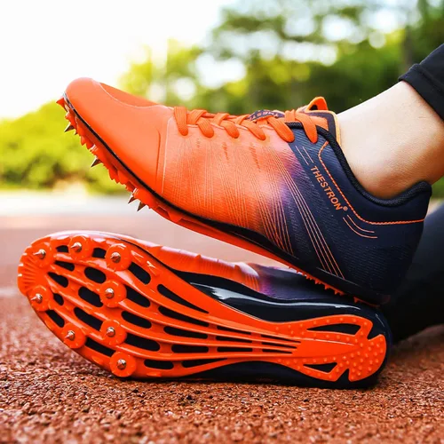 Vista 7 de Zapatos de pista y campo para hombre y mujer, tenis de salto de pista, tenis profesionales para correr y clavos, zapatos para niños