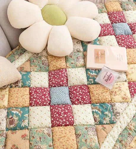 Vista 6 de vctops Funda acolchada de algodón bohemio con retazos para sofá, funda de sofá modular con volantes para sala de estar, antideslizante, suave, cojín