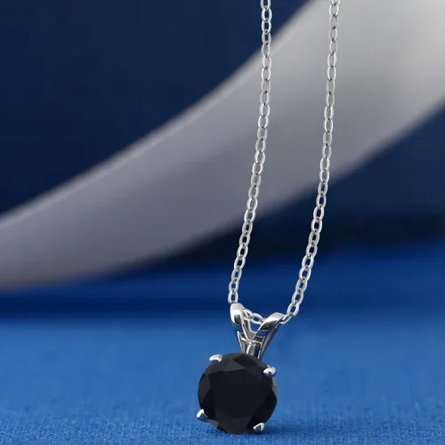Vista 37 de Gem Stone King Collar con colgante solitario de plata de ley 925 de 0.236 in con piedra natal redonda Collar de 4 puntas para mujer Con cadena