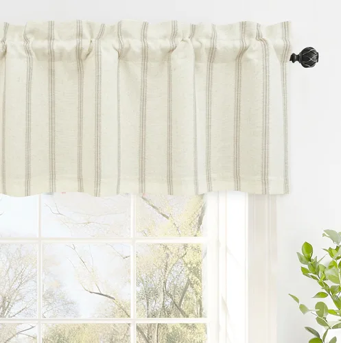 Vista 23 de DriftAway Briony - Cortina opaca con amarre para cocina, ajustable, diseño de globos, líneas texturizadas, estampadas, persianas romanas