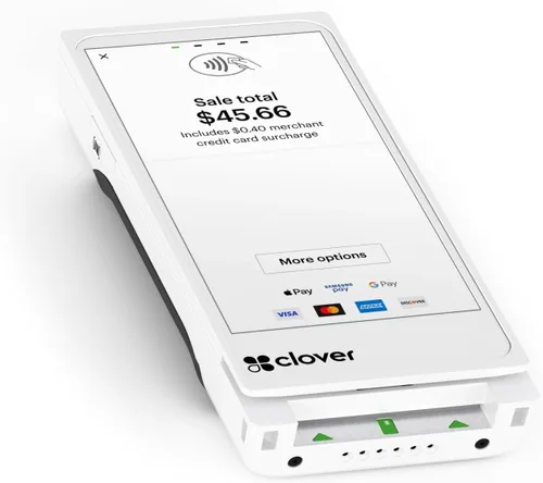 Vista 2 de Clover Flex Pocket - el punto de venta móvil ligero. Requiere una nueva cuenta de procesamiento a través de POS Powering. (Solo EE. UU., PR, USVI)