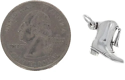 Vista 2 de Abalorio de plata de ley con diseño de botas, 0.472in x 0.512in, 925