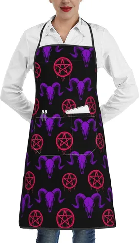 Vista 13 de Delantal unisex con cuello ajustable con bolsillos espaciosos y lazos largos