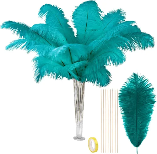 Vista 16 de VIJIV Plumas de avestruz grandes de color negro natural, 10 piezas, kit de fabricación de plumas de 28 pulgadas de largo para manualidades, flores