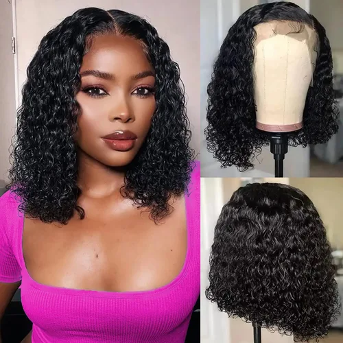 Vista 10 de Peluca Bob de 10 Pulgadas de Cabello Humano, Pelucas Frontales de Encaje HD 13x4 de Cabello Humano Pre-Desplumadas, Peluca Bob Corta, Pelucas