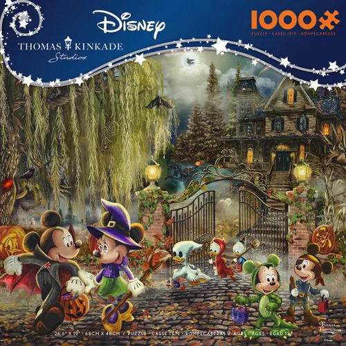 Vista 2 de Ceaco - Thomas Kinkade - Disney - Mickey y Minnie Halloween Fun - Rompecabezas de 1000 piezas