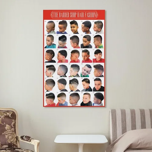Vista 7 de Póster de guía de peinado infantil de peluquería para niños, impresiones artísticas para decoración de pared, decoración de habitación, decoración
