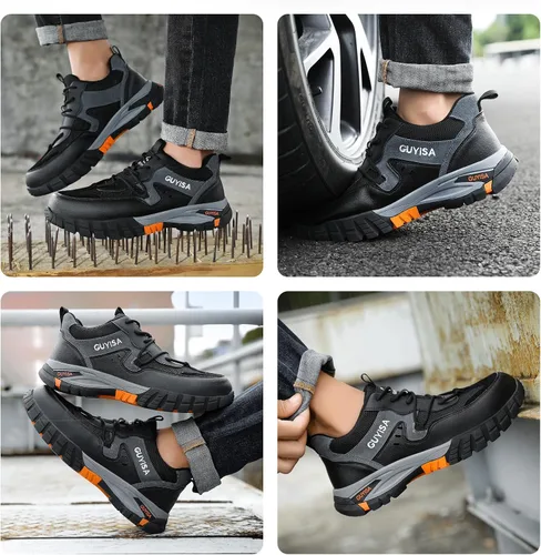 Vista 7 de GLANOUDUN Steel Toe Shoes for Men Outdoor Men's Work Sneakers Comfort Safety Toe Working Shoes for Men Indestructible Industrial Construction Shoes