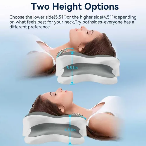 Vista 2 de Almohada de apnea del sueño con alivio del dolor de cuello y ronquidos, almohada cervical ortopédica, almohada ergonómica de espuma viscoelástica