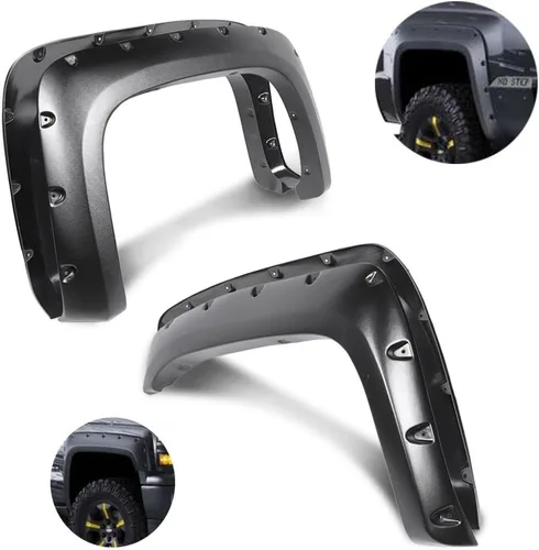 Vista 11 de Guardabarros estilo remache de bolsillo compatibles con Chevy GMC C/K 1500 1988-1998 Juego de 4 piezas de color negro texturizado