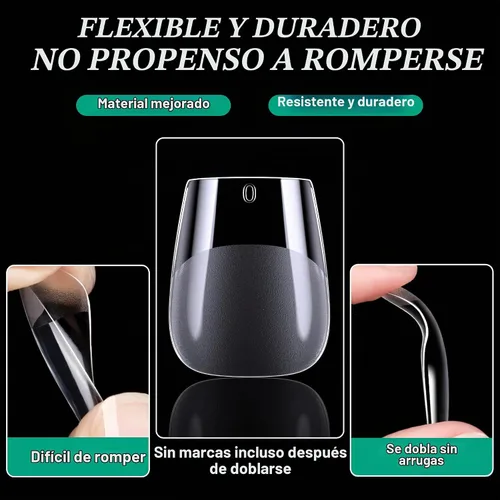Vista 3 de Puntas de uñas de ataúd extra cortas, 360 uñas de gel suave de cobertura completa para remojar extensiones de uñas, puntas de uñas de gel postizas