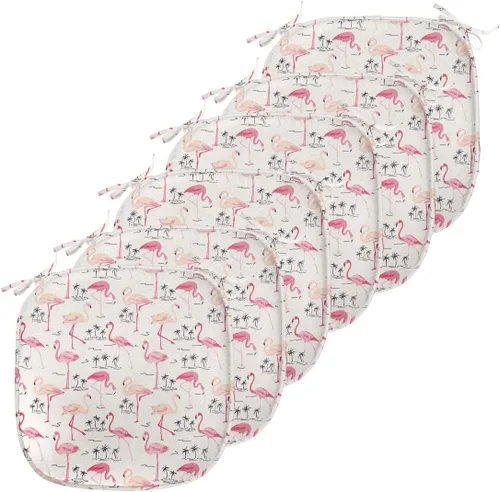 Vista 157 de Ambesonne Flamingo - Cojín de asiento para silla, diseño de fantasía exótica con elementos de vida silvestre hawaiana en colores pastel, acolchado