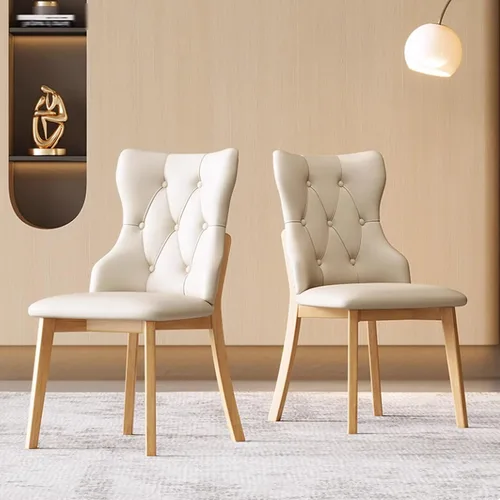 Vista 27 de Juego de sillas de comedor, sillas rústicas de cocina, silla de comedor tapizada con cojín grueso, silla de sala de estar con marco de madera beige
