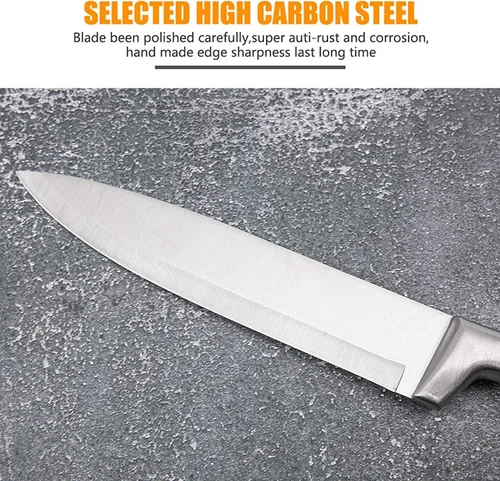 Vista 2 de Juego de cuchillos de cocina, juego de 9 cuchillos rojos con bloque acrílico, cuchillo de chef de acero inoxidable de alto carbono antiadherente