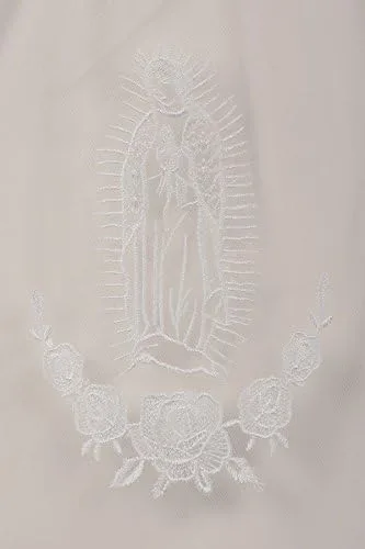 Vista 5 de Virgen María Tiara Bordado Corona Malla Primera Comunión Velo Chica Flor