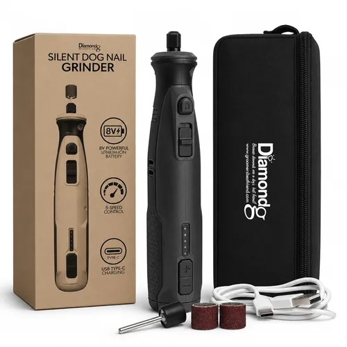 Vista 13 de Diamondg Molinillo de uñas inalámbrico para perros con sonido silencioso y punta LED para perros grandes y pequeños, 4 horas de funcionamiento 003