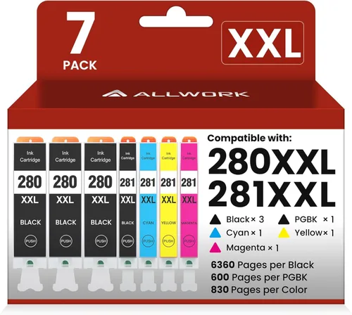 Vista 13 de ALLWORK 280XXL 281XXL Compatible para Canon 280 281 TR8620a Cartuchos de tinta PGI-280XXL CLI-281XXL 280 XXL 281 XXL Compatible con TR8620 TS702a