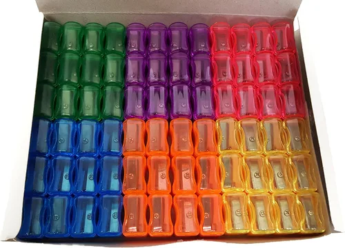 Vista 2 de Sacapuntas para niños con tapas extraíbles de color neón (paquete de 72)