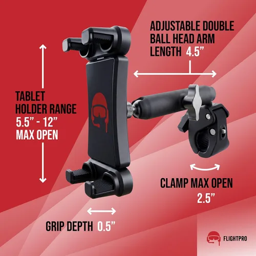 Vista 3 de FlightPro ProAviator - Soporte de yugo para iPad Pro 12.9", iPad mini y teléfonos, para pilotos