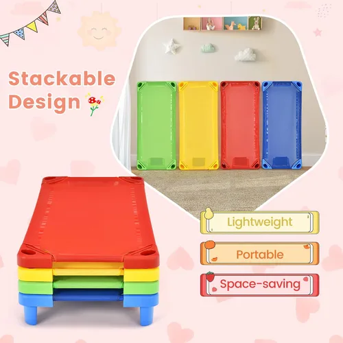 Vista 7 de Giantex Cunas de guardería apilables para dormir, 51 pulgadas de largo x 22.5 pulgadas de ancho, catres portátiles para niños y niños pequeños