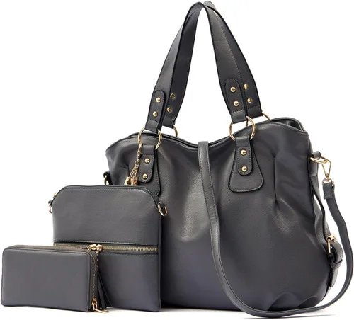 Vista 8 de Qiyuer Juego de carteras y carteras para mujer, bolso grande con cartera, 3
