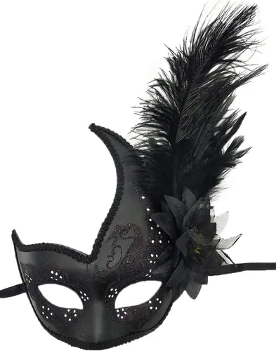 Vista 2 de Máscara de disfraz de plumas para mascarada de Halloween, Mardi Gras, máscara de fiesta de cosplay
