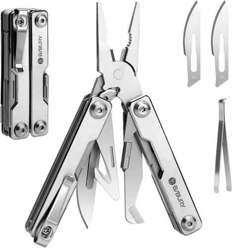 Vista 14 de BIBURY Mini Llavero Multiherramienta Tijeras BI2061R, 9 en 1 Multiherramienta EDC Tijeras con Destornillador, Abrebotellas, Cuchillo de Bolsillo