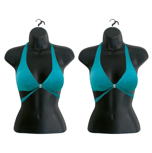 Vista 21 de Maniquí femenino con espalda hueca y cuerpo apilable con ganchos para colgar para exhibición de camisetas, encimera, ferias de manualidades, fotos
