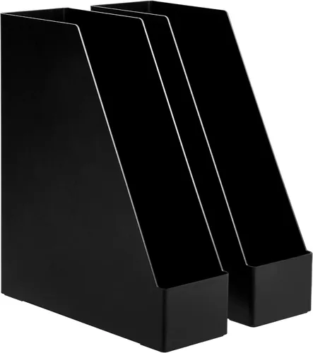 Vista 8 de Amazon Basics - Organizador de escritorio de plástico, revistero, color negro, paquete de 2