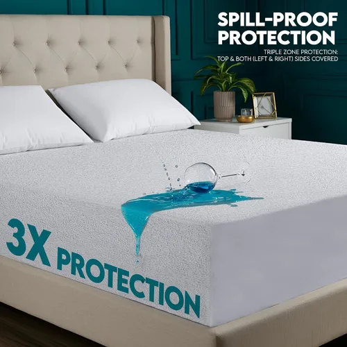 Vista 2 de Utopia Bedding - Protector de colchón de doble cara con parte superior y paneles laterales de rizo impermeables tamaño individual, funda de colchón