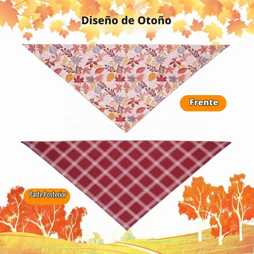 Vista 4 de Bandanas de otoño para perro, 2 unidades, pequeñas, bufanda de hoja