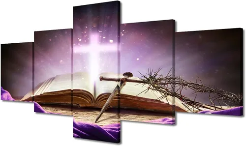 Vista 73 de TUMOVO Decoración de pared de iglesia cristiana de 3 paneles, imágenes de la resurrección de Jesús para sala de estar, dormitorio, cocina