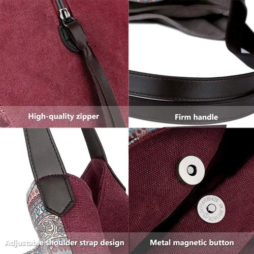 Vista 6 de ArcEnCiel Bolsos de lona para mujer, bolsos de hombro, M