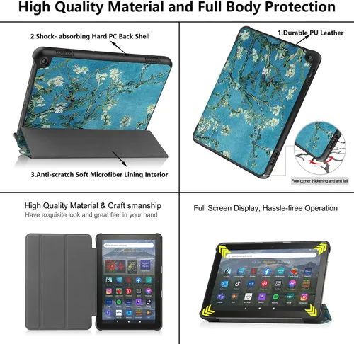 Vista 4 de Funda para Amazon Kindle Fire HD 8 y Fire HD 8 Plus (12ª/10ª generación, versión 2024/2022/2020) de 8 pulgadas, UUcovers con soporte triple