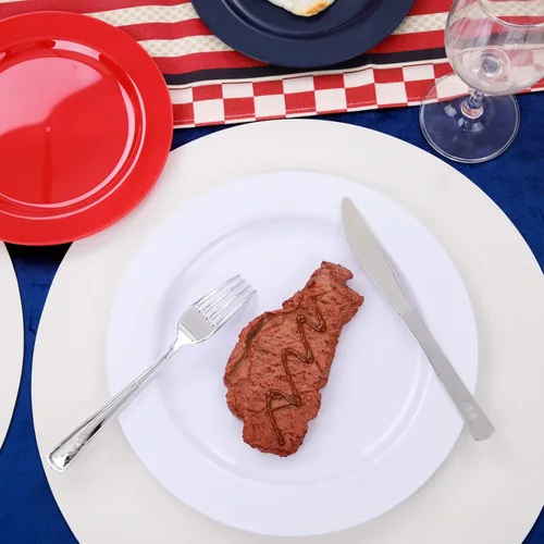 Vista 5 de FLOWERCAT 180 platos del 4 de julio para el Día de la Independencia – Las decoraciones incluyen 60 platos azules, 60 platos blancos y 60 platos rojos