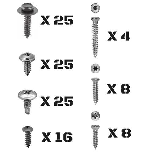 Vista 3 de Kit de herrajes de tornillos de 111 piezas para interior exterior compartimento del motor molduras, cromo #8 COMPATIBLE CON: GM, Chevrolet