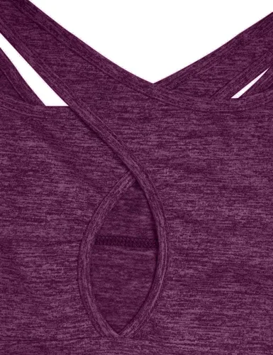 Vista 4 de Kimmery - Blusa de yoga para mujer, manga corta, cuello redondo, espalda cruzada