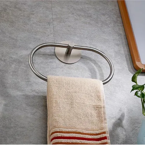 Vista 3 de Toallero autoadhesivo sin taladro, moderno, para baño, SUS 304, acero inoxidable, níquel cepillado (plateado)