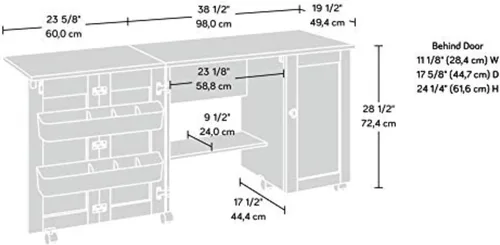 Vista 3 de Mueble móvil para costura y otras manualidades de madera de cerezo, Madera Manufacturada, Cinnamon Cherry