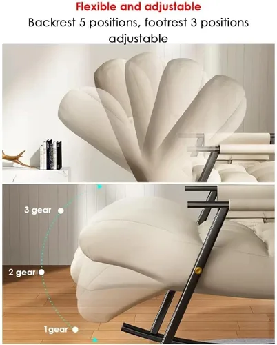 Vista 4 de Mecedora reclinable ajustable para balcón y patioSilla moderna para exteriores para sala de estar y ocio, muebles cómodos de relajación, marco