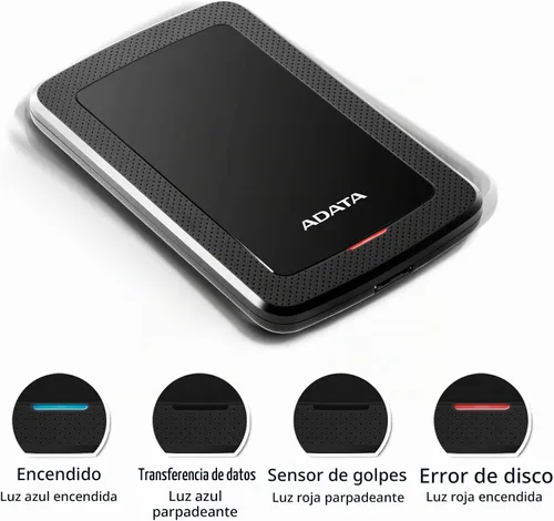 Vista 7 de ADATA Disco Duro - 2 TB - Externo (Portátil) - USB 3.1-256-bit AES - Negro