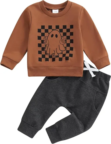 Vista 30 de Conjunto de Navidad para bebé niño con camisa divertida larga y pantalón conjunto de ropa de primera Navidad para niños de 6 a 12, 18, 24 meses 2T