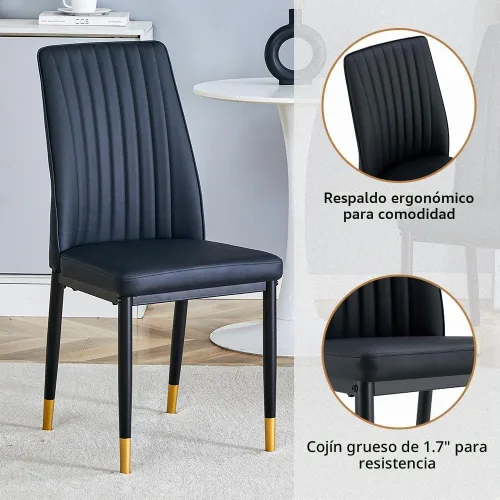 Vista 6 de Juego de mesa de comedor moderno para 6, juego de mesa de cocina y sillas de mármol para 6, mesa de cocina rectangular con 6 sillas tapizadas