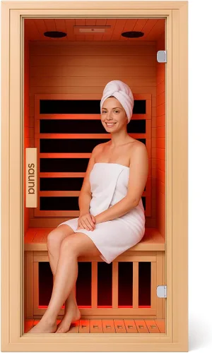 Vista 14 de Sala de sauna de infrarrojo lejano de 1350W para el hogar, sauna de madera canadiense de Hemlock de calentamiento rápido bajo EMF, luz de sauna que