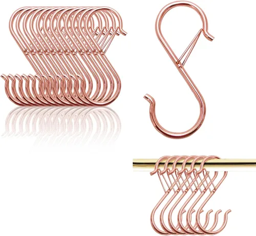 Vista 14 de Ganchos en S para colgar, resistentes con diseño de hebilla de seguridad, ganchos en forma de S para utensilios de cocina, sartenes, barra