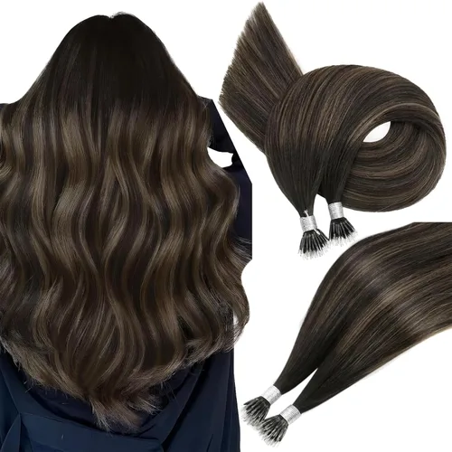 Vista 38 de Easyouth Extensión de cabello humano rubio con cola de caballo, extensiones de cabello humano rubio dorado con reflejos rubios, extensiones